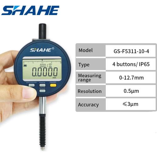 SHAHE New 0-12.7 mm 0.0005 mm Resolution Waterproof Digital Indicator Metric Inch Conversion Precision Dial Indicator Gauge
