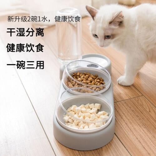 Cat Bowl Glass Bowl Transparent Round Bowl Automatic Water Feeder Anti-overturn Bowl for Dog and Cat