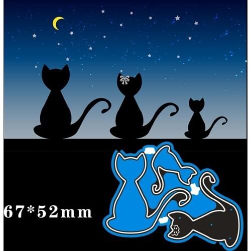 67*52mm Cats and Starry Cutting Metal Dies for 2020 New Stencils DIY Scrapbooking Paper Cards Craft Making New Craft Decoration