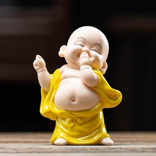 Lucky Buddha Decoration Chinese Kung Fu Tea Set Accessories Tea Pet Ceramic Yellow Rafts Cute Statue Figurines As Birthday Gift