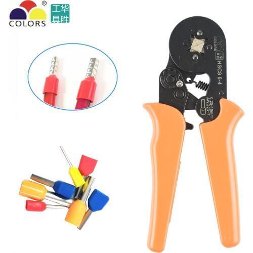 Crimper Plier HSC8 6-4 Self-Adjusting Crimping Tools Used for 23-10 AWG (Similar to 0.25-6 mm2) Cable End-Sleeves Ferrules