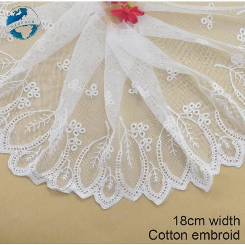 18cm width Cotton embroid lace sewing ribbon guipure trims or fabric warp knitting DIY Garment Accessories wedding lace#3875