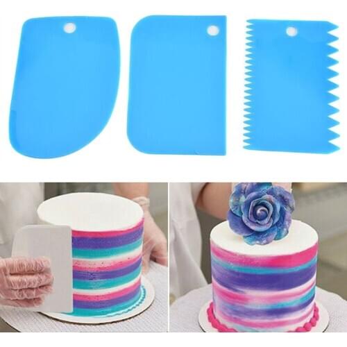 3Pcs/set Cake Cream Spatula DIY Cake Baking Mixing Scraper Spatulas Fondant Pastrys Cutters Kitchen Tools FP8