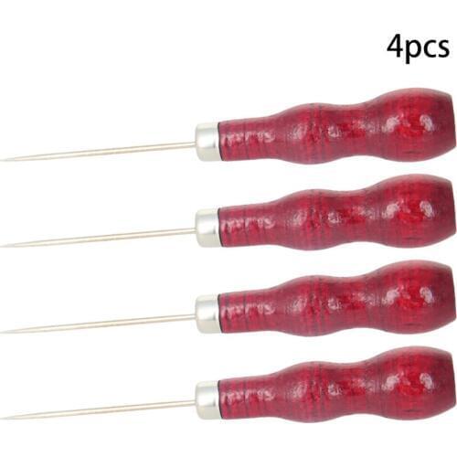 Utoolmart Sewing Needle Awl Leather Craft Sewing Accessories Stitching Wooden Handle Leathercraft Shoe Repair Tools Supplies