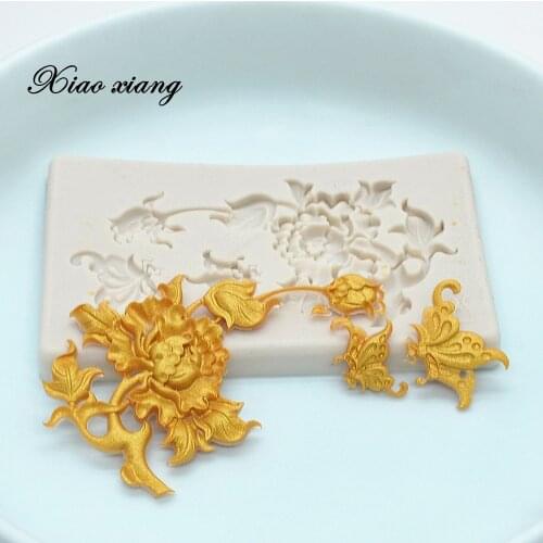 Luyou DIY Decorative Flower Fondant Mold Lace Silicone Mold Tools Kitchen Stencil Cupcake Wedding Cake Decorating FM1494