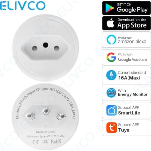 Brazil Wifi Smart Plug 16A Smart Socket With Timer Power Monitor SmartLife APP Voice Control Works For Google Home Alexa