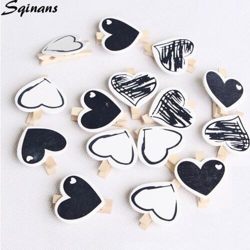 Sqinans 50pcs/Lot Mini Love Heart Wooden Clothes Pegs Clothespin DIY Craft Photo Paper Pegs Paper Note Clip