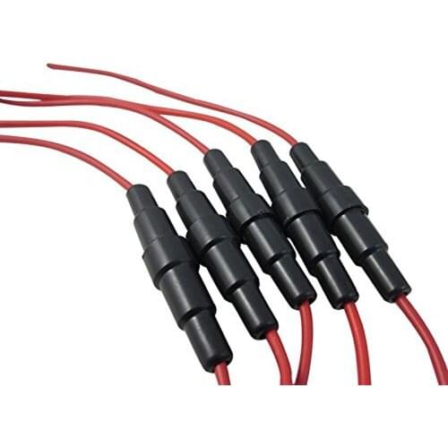 100PCS 5*20MM Glass Tube Fuse Holder Screw Type Quick Blow 5X20MM Fuse with 22 AWG Wire 250V tube fuse casing