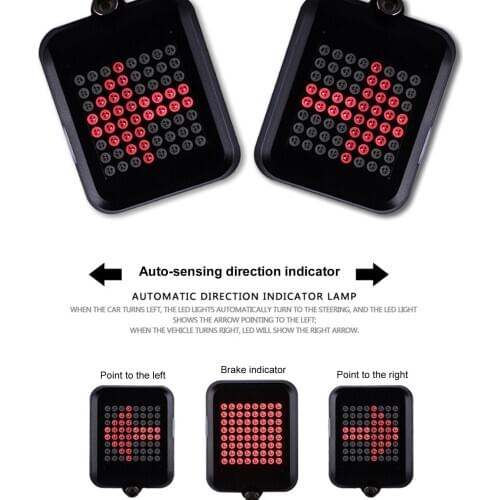 LED Bicycle Tail Light Remote Control 64 LED Wireless USB Rechargeable Bike Rear Lights Turn Signals Safety Warning Light