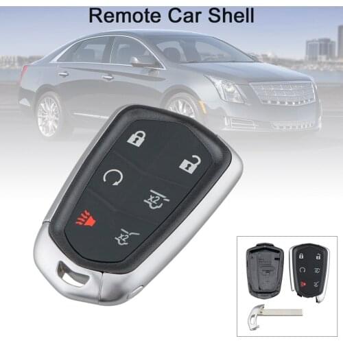 1 Pc 6 Buttons Key Shell Black Case Replacement Universal Smart Remote Car Key Shell Fit for 2015-2018 Cadillac Escalade / ESV