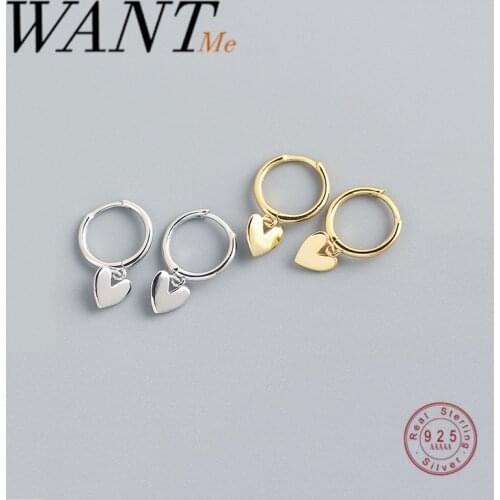 WANTME Real 925 Sterling Silver Minimalist Love Heart Tassel Stud Earrings for Fashion Women Teen Girls Party Jewelry Gift