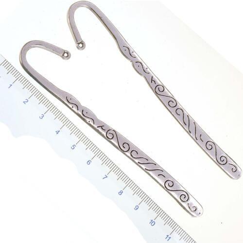 Bookmarks School Stationery Page Markers DIY Accessories For Handicraft Curve Long Silver Metal Jewelery Components 113mm 5pcs
