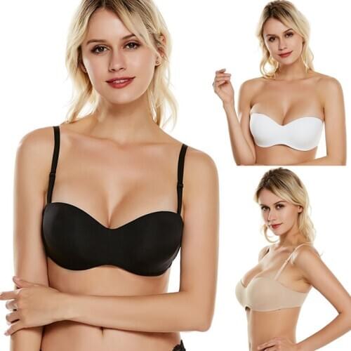 Women Demi Bra Invisible Strapless Bra Comfortable Brassiere Removable Shoulder Strap Underwear Half Cup Bra Strapless Underwear