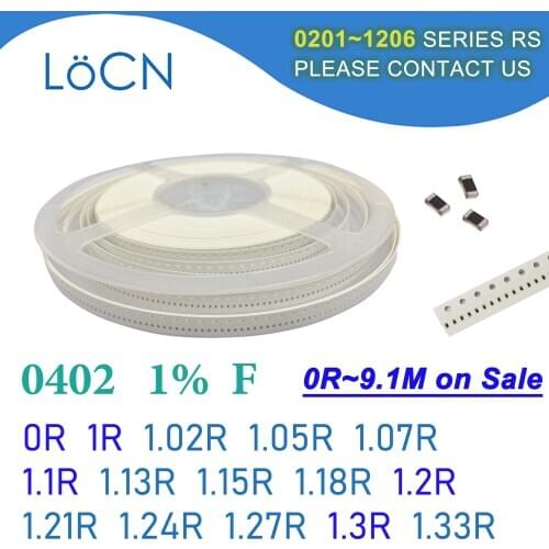 0402 1% 10000PCS SMD Resistor F 0R 1R 1.02R 1.05R 1.07R 1.1R 1.13R 1.15R 1.18R 1.2R 1.21R 1.24R 1.27R 1.3R 1.33R 1005 OHM