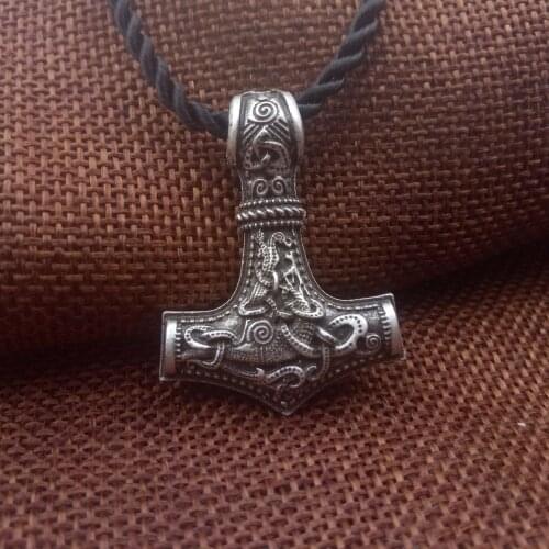 1pcs thors hammer small mjolnir viking necklaces pendants jewelry norse viking necklace viking hammer SanLan