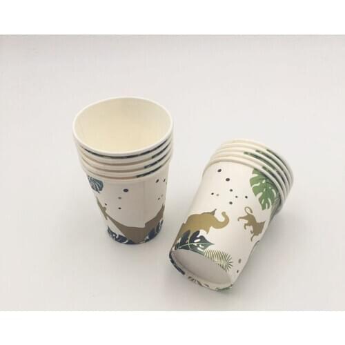 10Pcs/set Wild One Animal Forest Safari Jungle Theme Disposable Paper Cup For Kids Birthday Festival Decoration Supplies