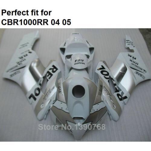 100% fit for Honda injection molding CBR1000RR 2004 2005 fairing kit CBR 1000RR 04 05 white silver NZ08