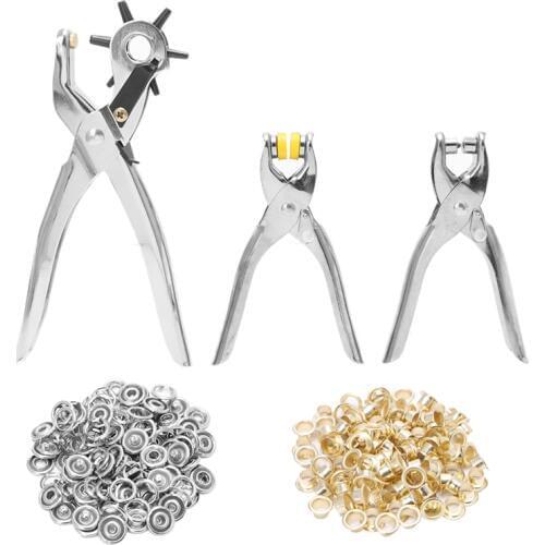 128Pcs/Set Leather Hole Punch Repair Tool Eyelets Grommets + Pliers Kit