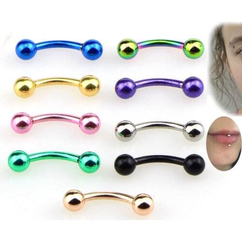 20pcs/lot Eyebrow Piercing Internally Threaded Curved Bananas Ball Ear Lip Piercing Helix Earring Trags Nipple Ring Body Jewelry