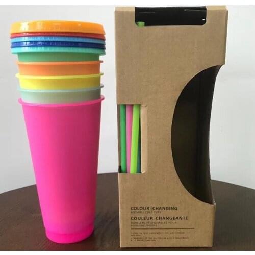 200pcs/lot Reusable Plastic Water Bottle Temperature Color Changing Cold Cup Magic Tumbler Personalized Fathers Gift Bulk