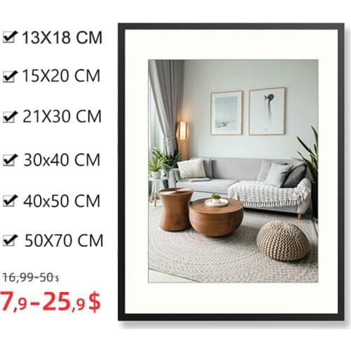 Modern Wall Picture Frames Metal Photo Frame Black White Mat Plexiglass 50x70 40x50 30x40 A4 cm Poster Canvas Print Home Decor