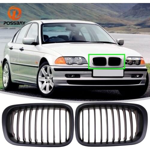 POSSBAY Car Racing Grills Front Matte Black Bumper Grille for BMW 3-Series E46 Sedan Touring Compact 1998-2005 Exterior Parts