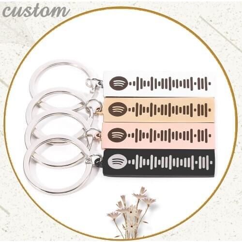 Personalized Custom Music Spotify Scan Code Keychain For Women Men Stainless Steel Keyring Laser Engrave Spotify Code Keychians