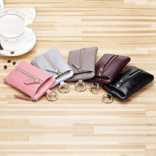Top Layer Cwohide Car Keys Wallets Genuine Leather Key Holder Organizer Housekeeper Keychain Purse Key Ring Bag Keys Case Pouch