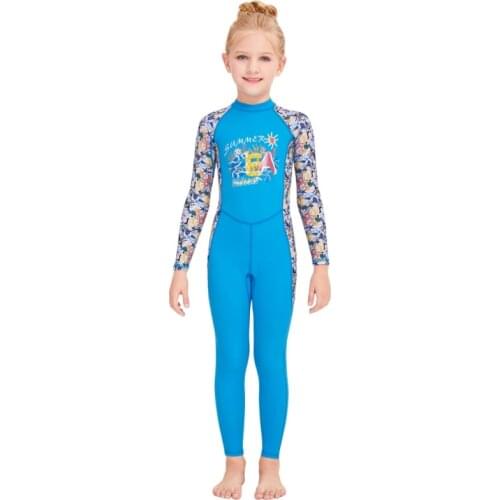 Children Girls Long Swimsuit Sun Protection Bathing Suits Speed Dried Swimming Loaded Snorkeling Diving Wetsuit New Style