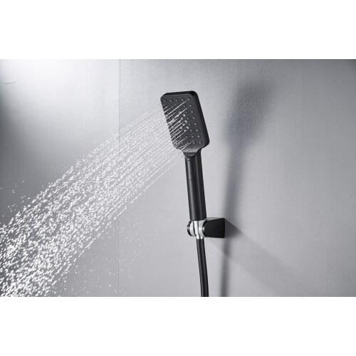 DiplonBQ1654BL Bathroom Shower Set Rain Shower Heads 3spray with 150cm ABS Shower Hose Pipe Adjustable Shower Holder