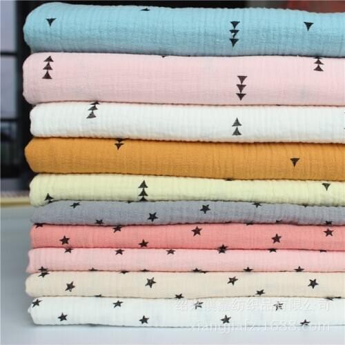 Breathable Pure Cotton Crepe Fabric Skin-Friendly Linen Cotton Double Gauze Fabric DIY Sewing Textile Pajamas Cloth Material