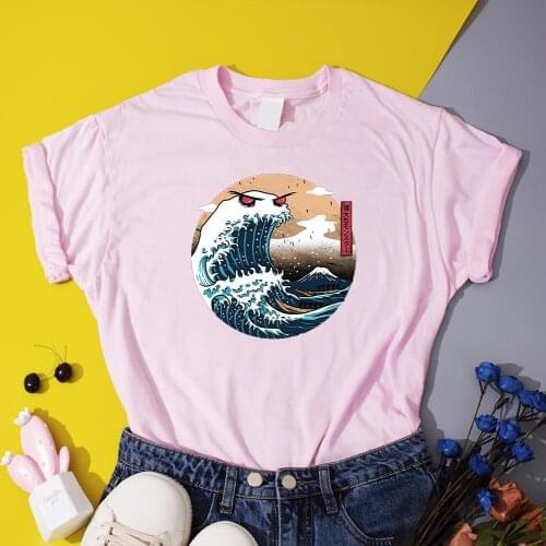 Japan Style Graphic Women Tee Shirt The Great Monster of Kanagawa Womens T Shirts Harajuku Hip Hop T-Shirt Oversized T-Shirts