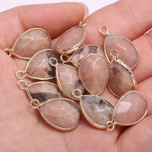 Natural Stone Faceted Pendants Water drop shape Exquisite Charms for Jewelry Making Diy earring necklace accessories 13x23mm