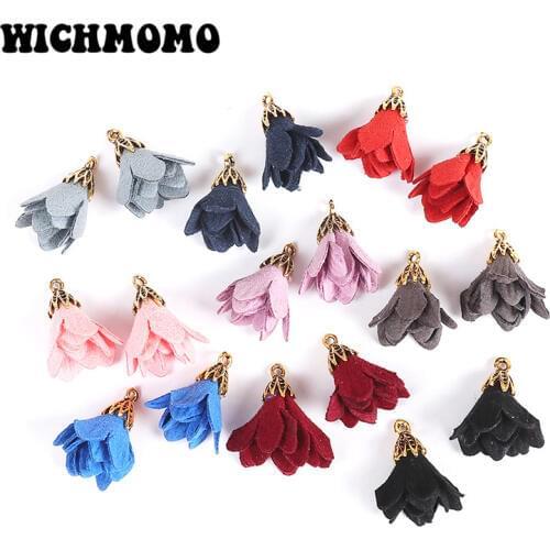 2019 Fashion 10pieces/bag 20*25mm Zinc Alloy Cotton Cloth Flowers Charms Pendants for Diy Earring Necklace Jewelry Accessories