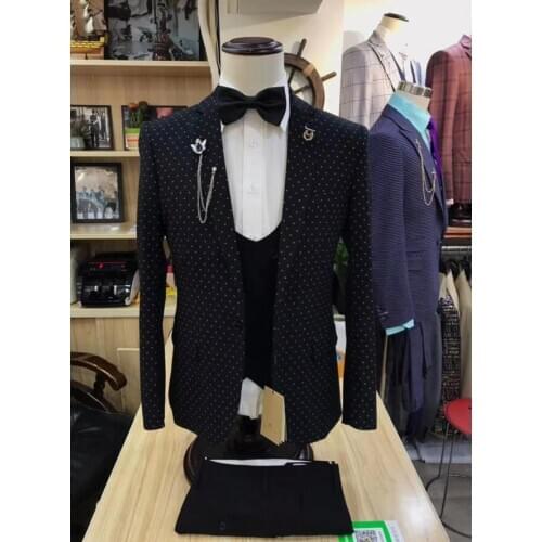 New Men Wedding Suits Slim Fit 3 Pieces Tuxedo Groom Groomsman Custom men suits for wedding traje hombre jacket pant vest