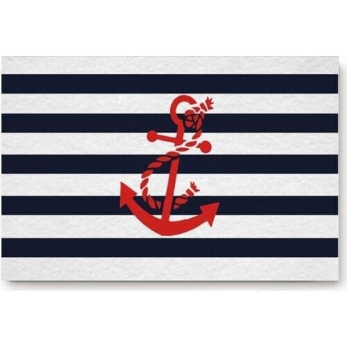 Red Nautical Anchor Doormat Entrance Mat Floor Mat Rug Indoor/Bathroom Mats Rubber Non Slip