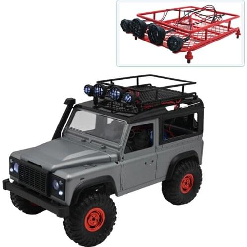 1/12 RC Car Rock Crawler Metal Roof Rack Luggage Carrier with LED Lights Bar for MN90 MN90K MN99 MN96 MN99S MN40 RC Luggage Rack