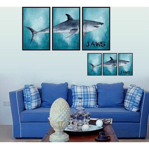 Marine killer Shark photo frame wall sticker PVC Material DIY art wall poster For Living room childrens room home decor sticker
