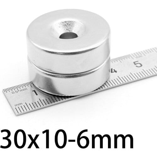 1-10PCS 30x10-6mm Powerful Magnets 30x10mm Hole 6mm Permanent Round Countersunk Neodymium Magnetic Magnet 30*10-6mm