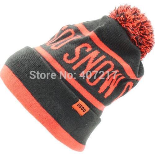 Mens Knit Ski Hats With Hair Ball Ladies Orange Yellow Pink Black Blue Snowboarding Sports Caps For Women Thermal Beanies