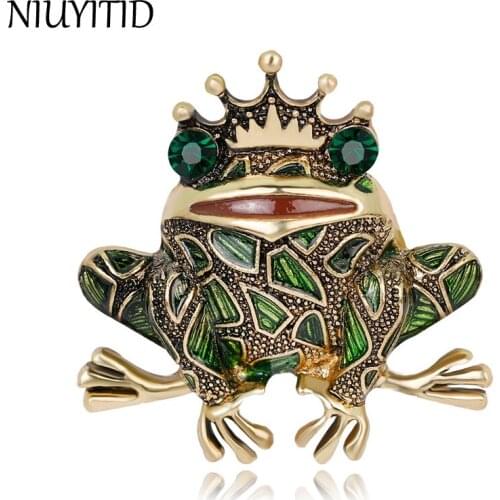 NIUYITID Animal Brooches For Women Green Color Luxury Vintage Jewelry Dress Coat Accessories High Quality Ornament