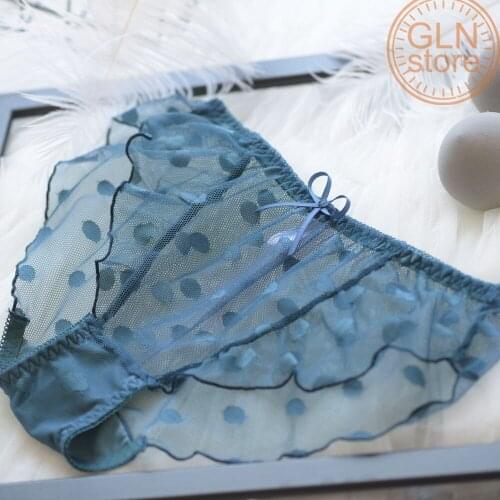 New Style Women Underwear Panties Sexy Mesh Underwear Briefs Japanese Bow Girl Lace Sweet Low Waist Nylon Lingerie 223