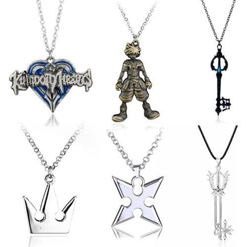 Kingdom Hearts Necklace Anime Jewelry Pendant Necklaces for Men Women Link Chain Choker Metal Charms