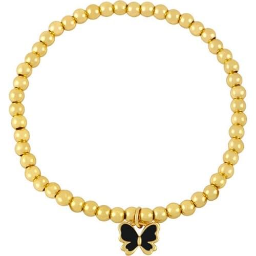 Insts Bohemian Butterfly Strung Simple Metal Beaded Bracelet