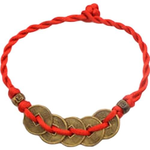 Adjustable Red String Braided Friendship Bracelets for Men Women Copper Cash Coins Bracelet Wholesale