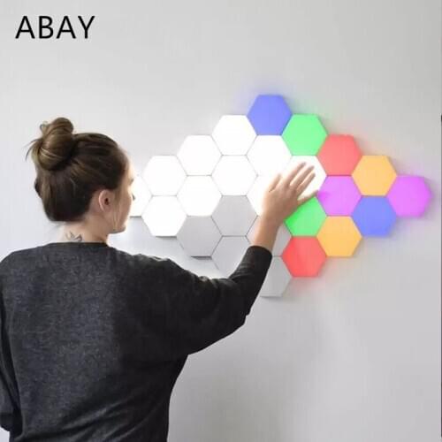 Touch Wall Lamp Creative Honeycomb Modular Assembly Helios Quantum lamp LED Magnetic decoration Wall Light Bedroom Lamp EU US UK