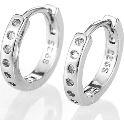 VAGZEB 925 Sterling Silver Hoop Earrings Women AAA Cubic Zirconia Simple Stylish Versatile Female Accessories Fashion Jewelry
