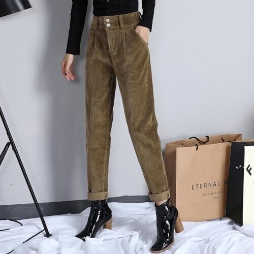 Autumn Female Corduroy harem pants womens high waist casual pants new Corduroy trousers loose radish pants womens