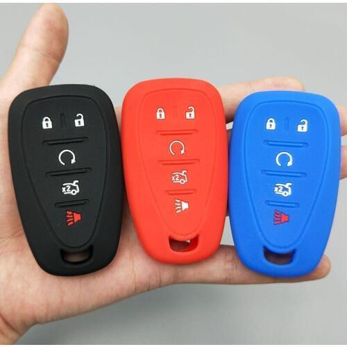 Silicone Rubber car key cover case protected skin cap bag holder For Chevrolet Cruze 2016 Malibu XL keyless entry 5 five button