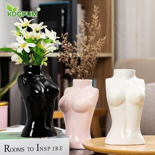 Modern Handmade Ceramic Vase Body Art Dried Flower Flower Arrangement Sculpture Nordic Home Decoration Ornament Statue